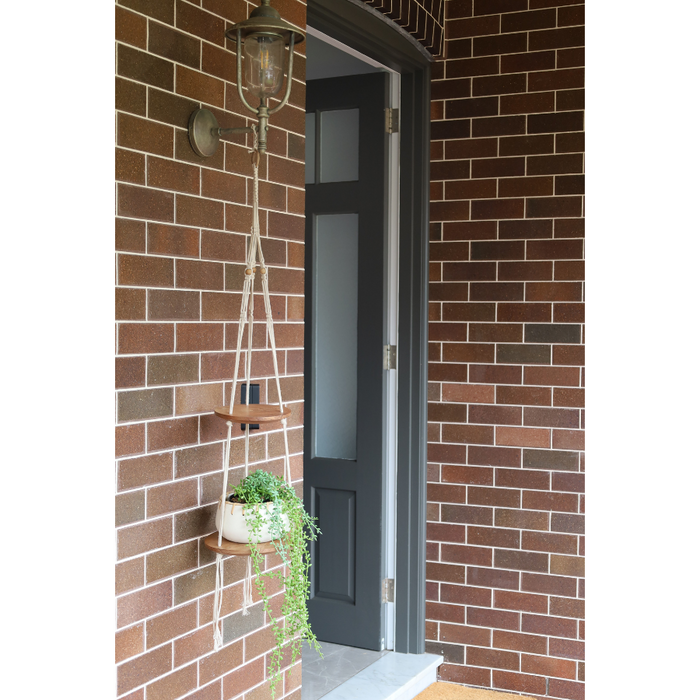 Lho Macrame Hanging Shelf 2-Tier Wooden Floating Shelf