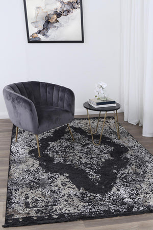 Brooklyn Distressed Medallion Pewter Rug