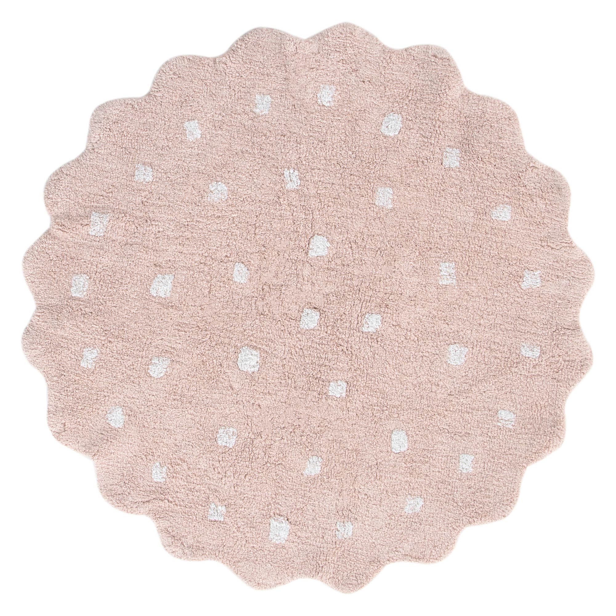 Mellow Round Scalloped Kids Rug Blush Pink