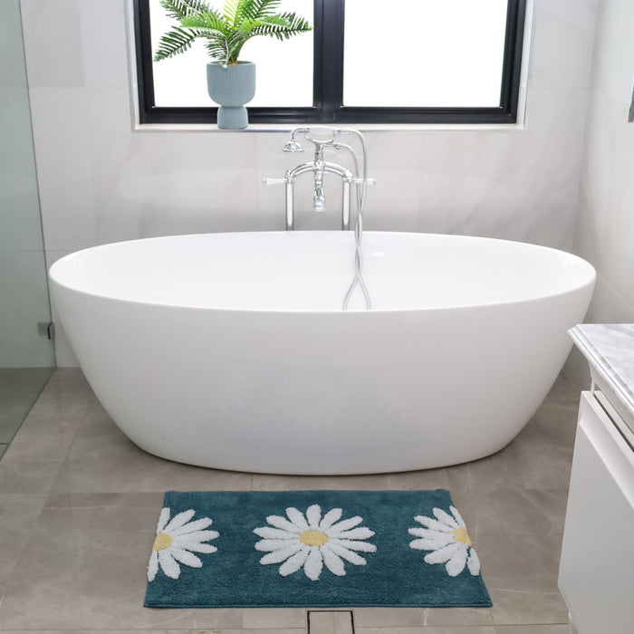 50x80cm Woodcliff Teal 100% Bathroom Mats