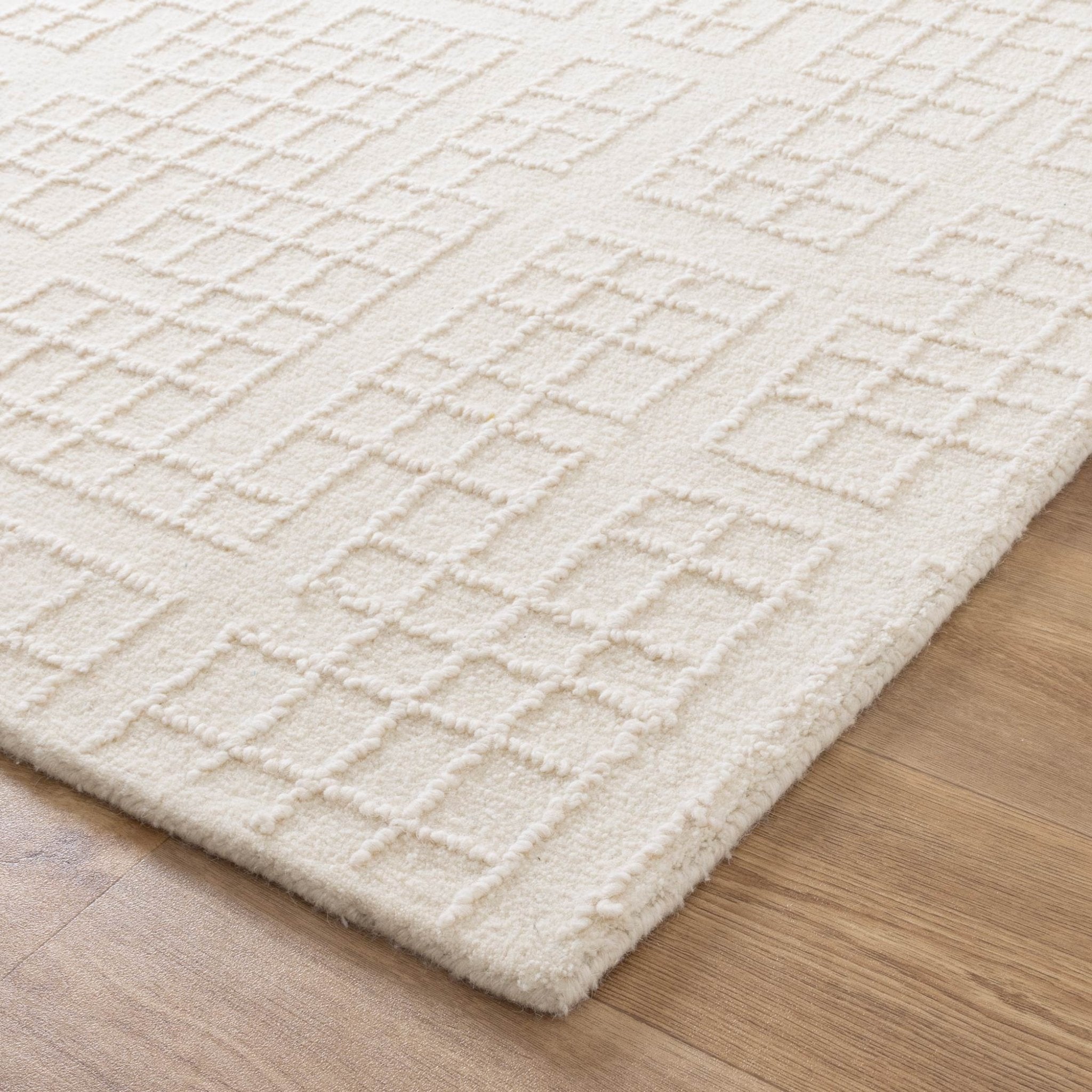 Abasco Ivory Knitted Wool Rug - Floorsome - Area Rug - ABAS508IVOR - Area Rug