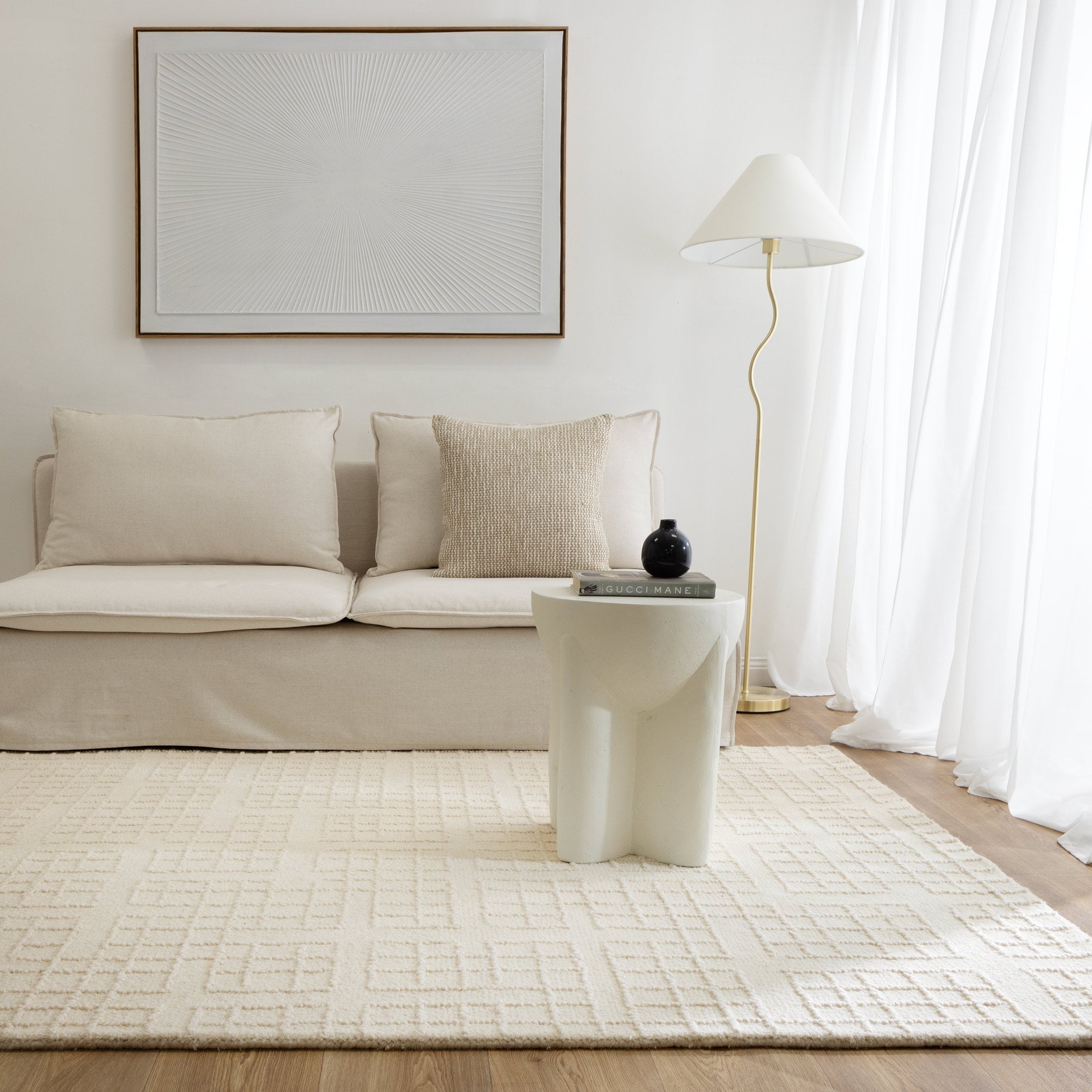 Abasco Ivory Knitted Wool Rug - Floorsome - Area Rug - ABAS508IVOR - Area Rug