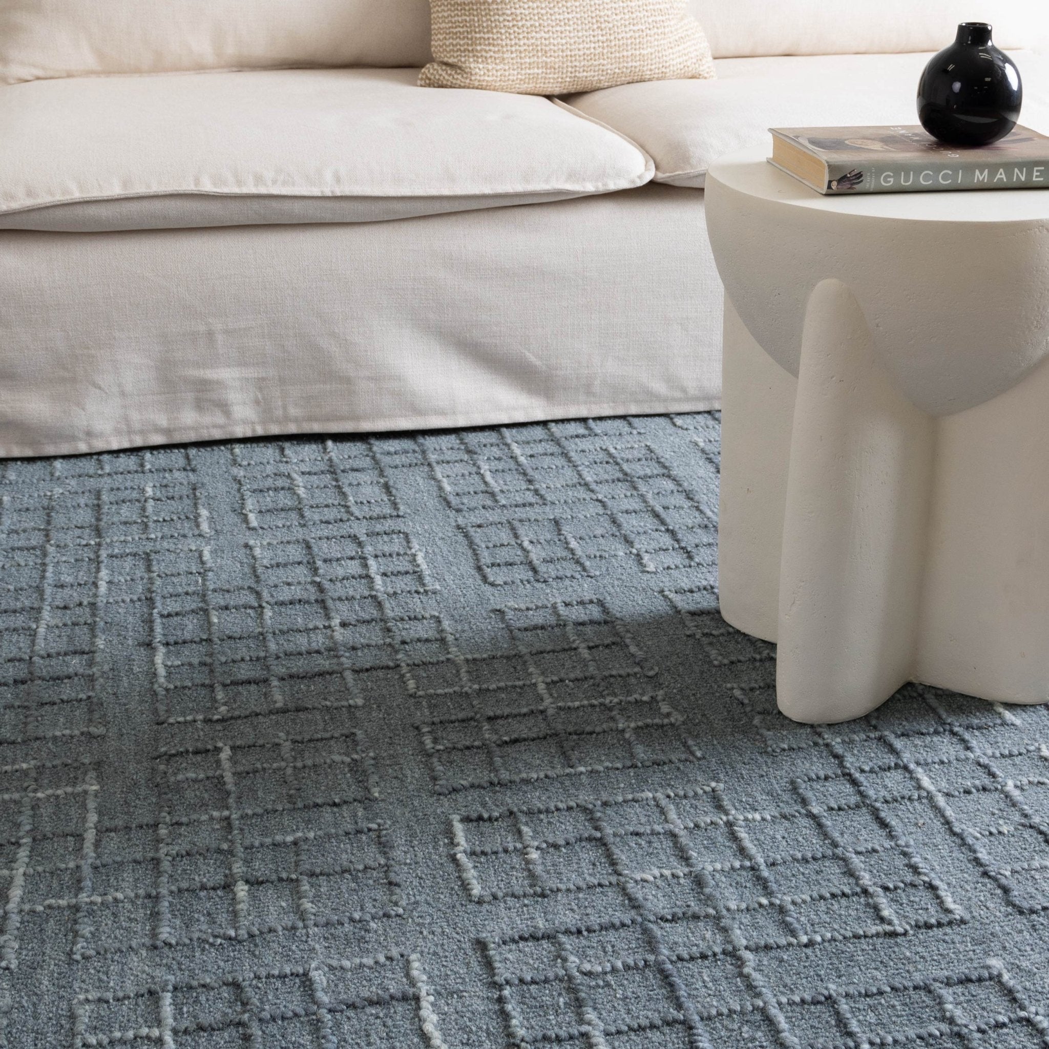 Abasco Steel Blue Knitted Wool Rug - Floorsome - Area Rug - ABAS508STEE - Area Rug