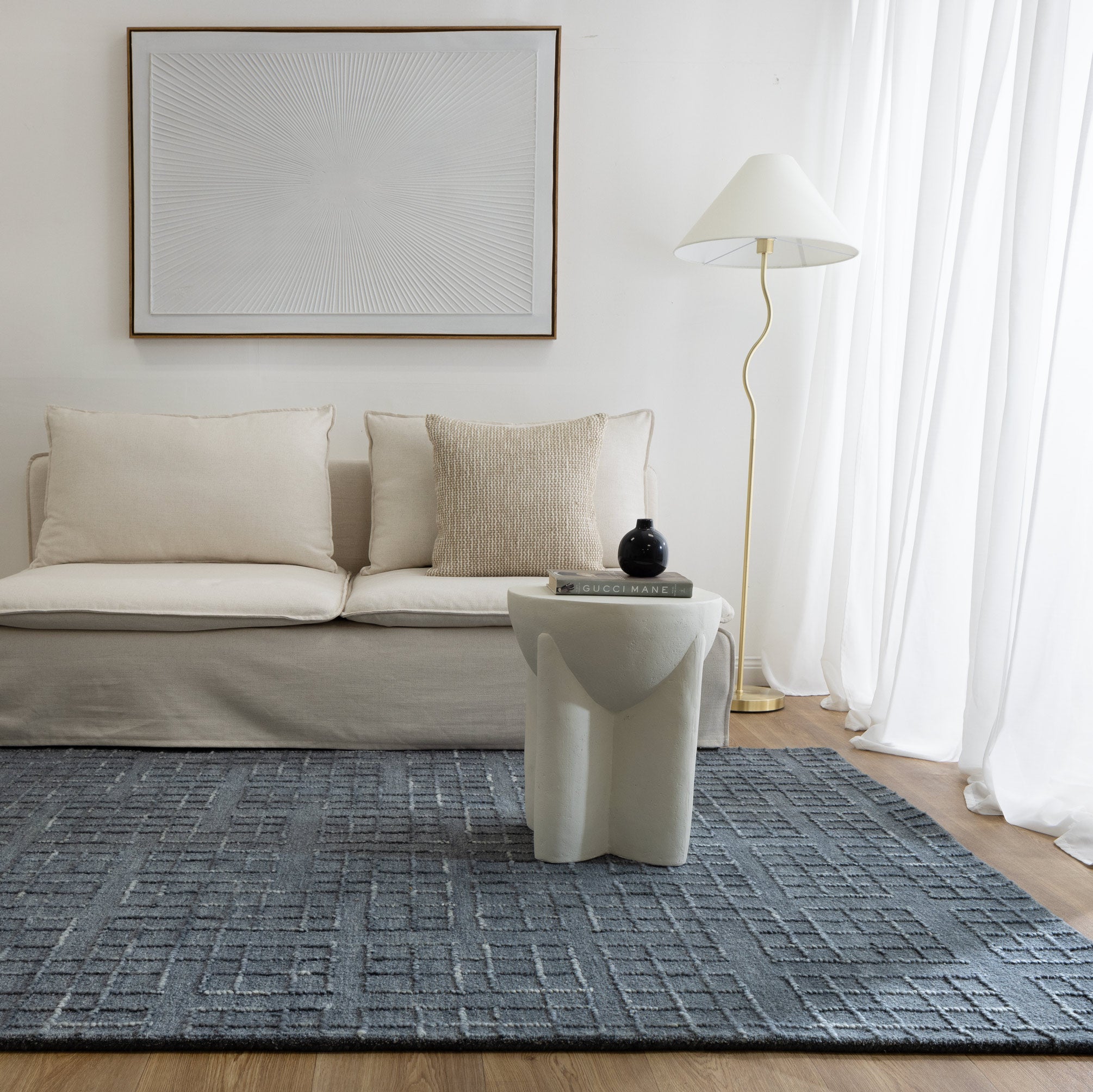Abasco Steel Blue Knitted Wool Rug - Floorsome - Area Rug - ABAS508STEE - Area Rug