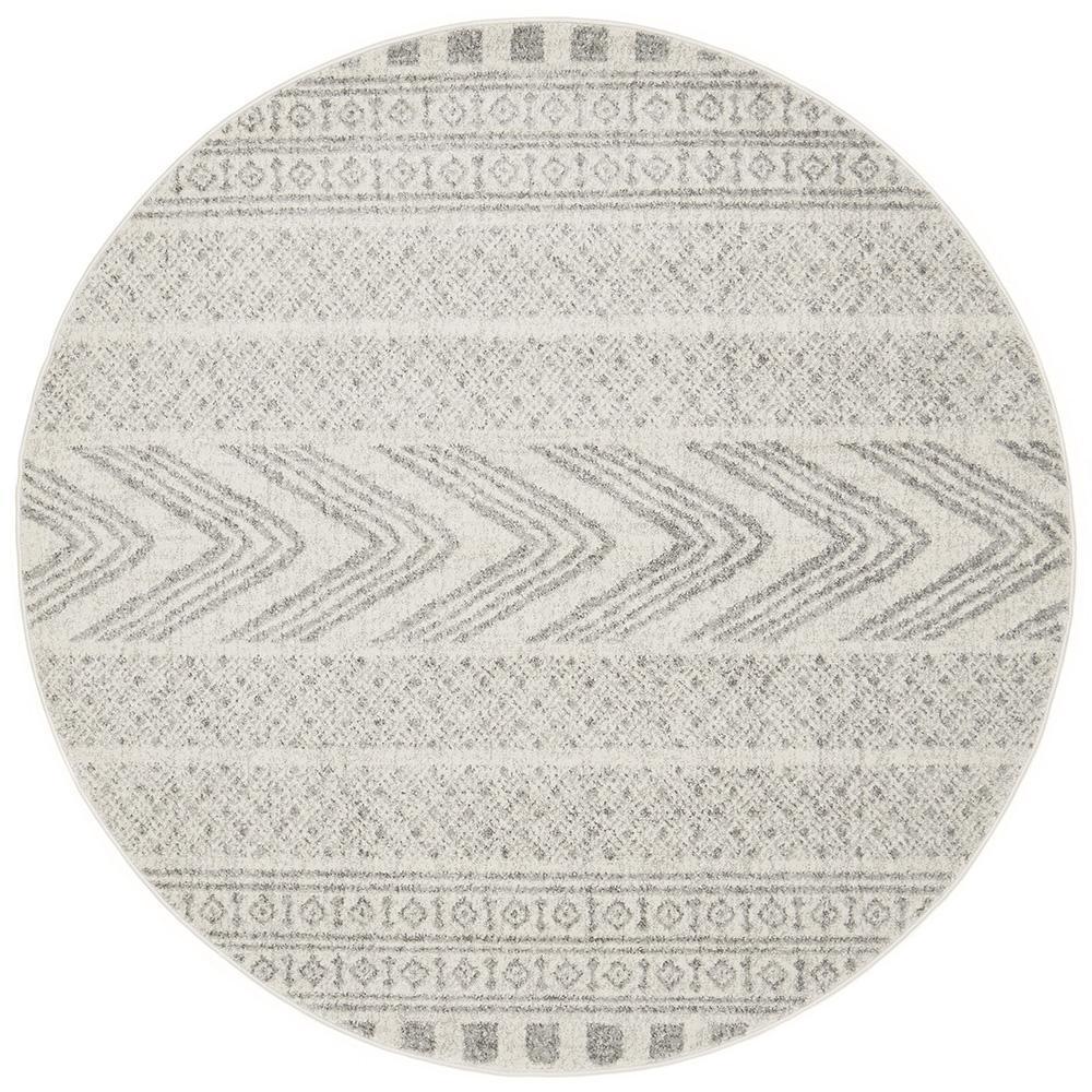 Adani Modern Tribal Design Grey Round Rug - Floorsome - Modern - MIR - 359 - GRY - 150X150 - Modern