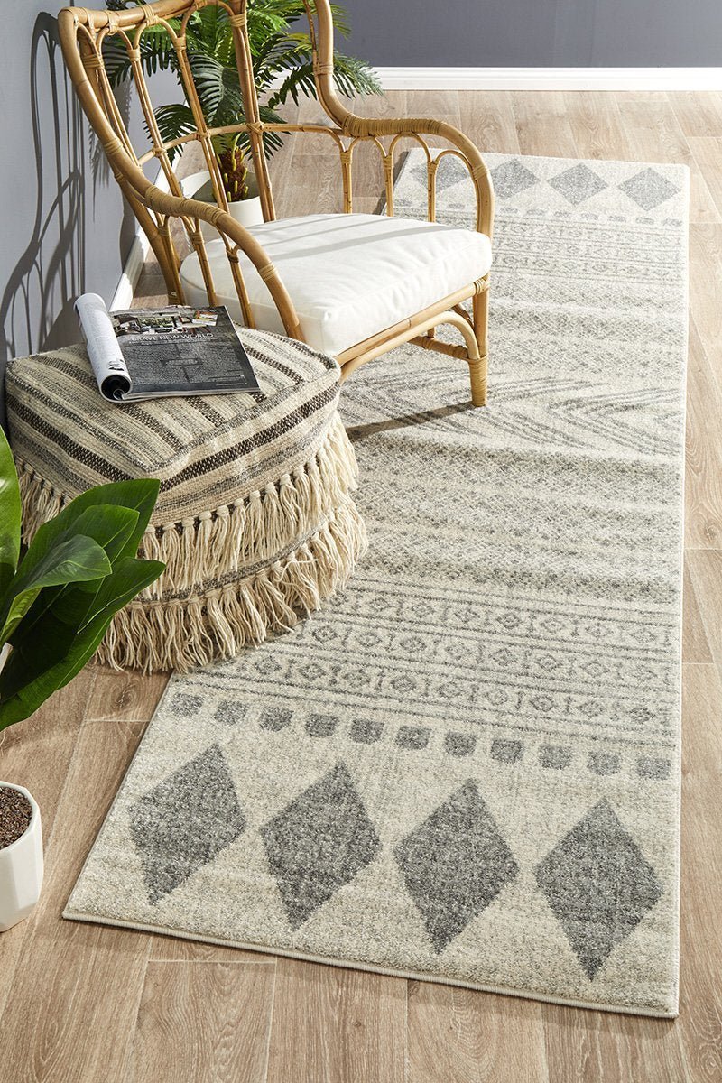 Adani Modern Tribal Design Grey Runner Rug - Floorsome - Modern - MIR - 359 - GRY - 300X80 - Modern