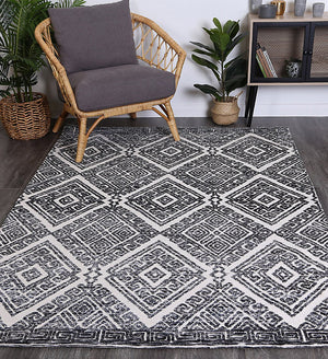 Alayah Diamond Anthracite Rug - Floorsome - Rug