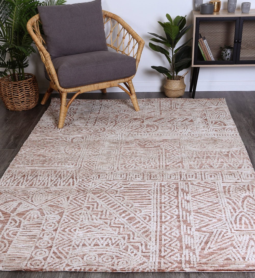 Alayah Rust Flower Rug | Modern | Floorsome