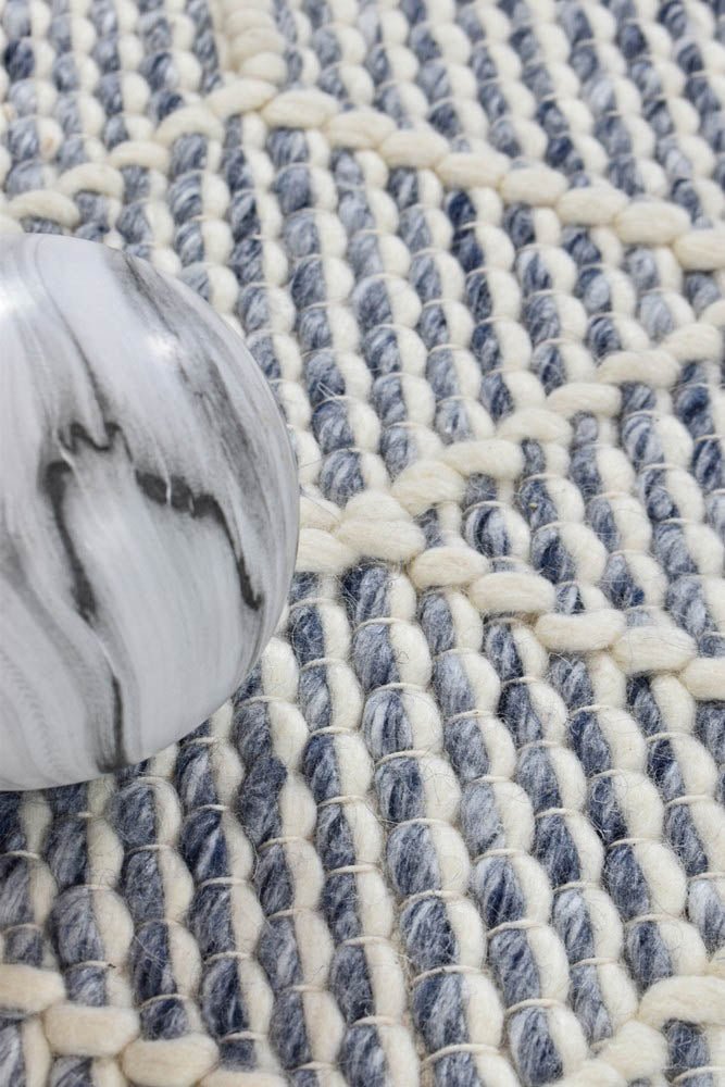 Albona Blue White Wool Rug - Floorsome - FLATWEAVE - LAB - LAB - 01 - 160X230 - FLATWEAVE
