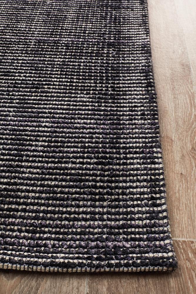 Allure Black Cotton Rayon Rug - Floorsome - Modern - ALU - BLACK - 225X155 - Modern