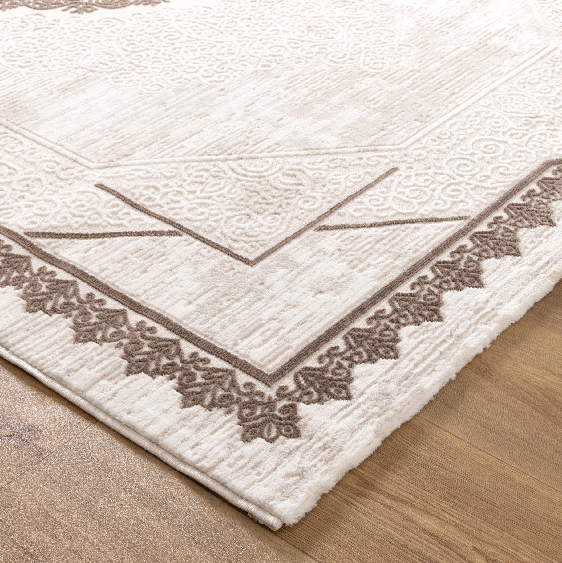 Amalfi Oriental Border Medallion Cream Brown Rug - AMAL08 - Floorsome - Area Rug - AMAL50808 - Area Rug