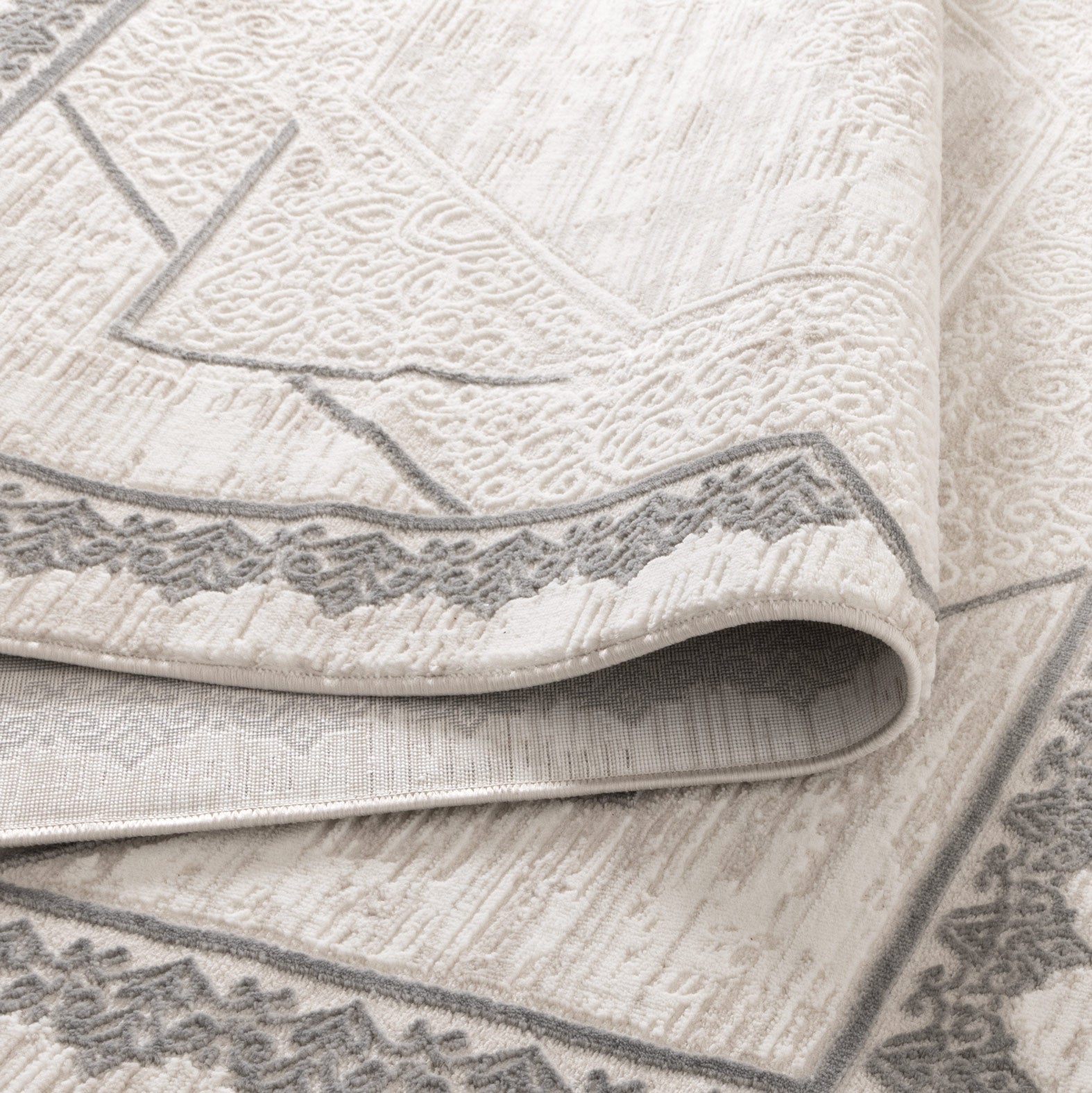 Amalfi Oriental Border Medallion Cream Grey Rug - AMAL07 - Floorsome - Area Rug - AMAL50807 - Area Rug
