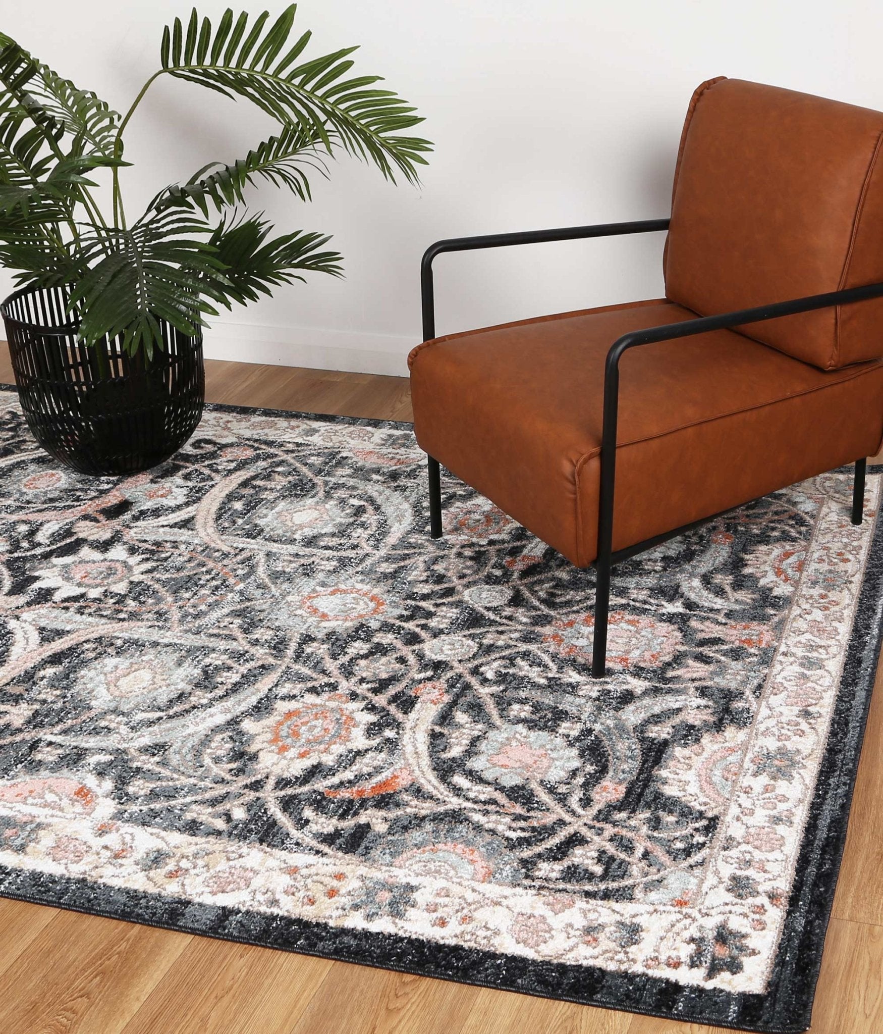 Anatolia Traditional Charcoal Cream Rug - Floorsome - Rug
