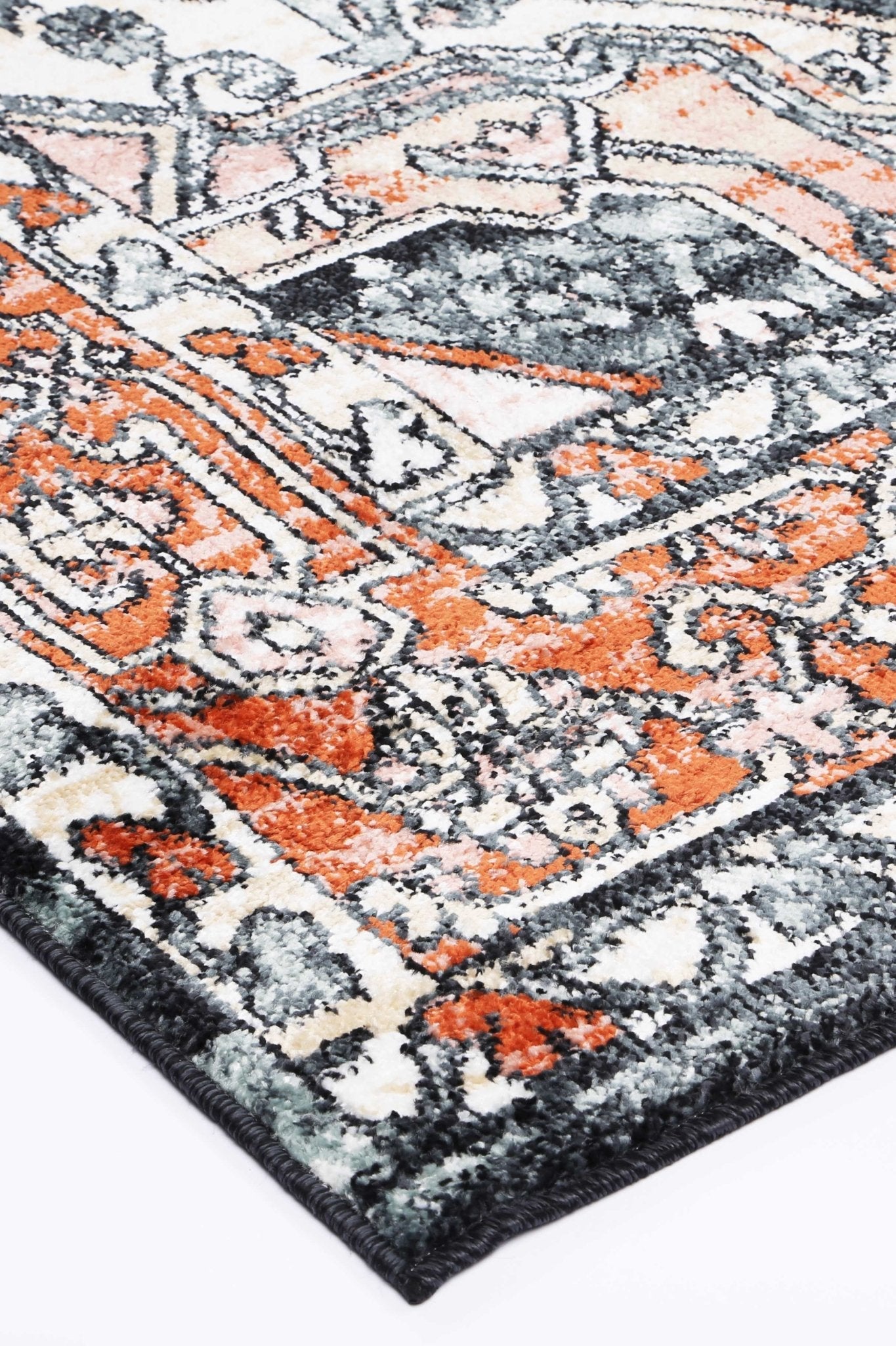 Anatolia Traditional Terracotta Black Rug - Floorsome - Rug - ESTA16001BLAC - Rug