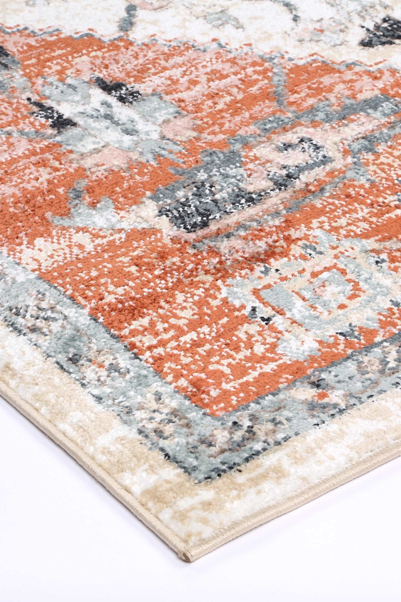 Anatolia Traditional Terracotta White Rug - Floorsome - Rug - ESTA16004TERR - Rug