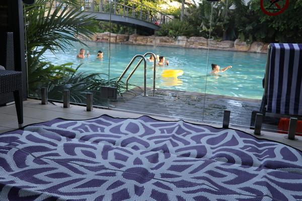 ANCESTRAL CONNECTEDNESS Mandala Design Recycled Plastic Mat, Violet & White 2.4m Diameter - Floorsome - Outdoor Rugs - GKOZ55B - Outdoor Rugs