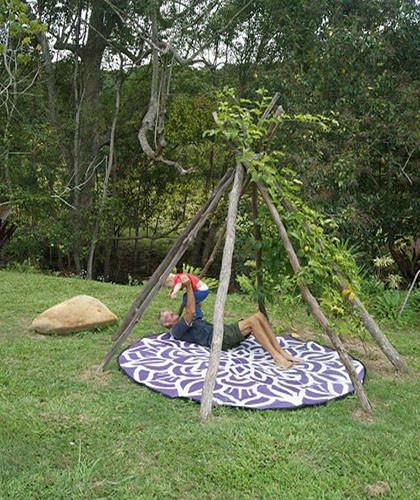ANCESTRAL CONNECTEDNESS Mandala Design Recycled Plastic Mat, Violet & White 2.4m Diameter - Floorsome - Outdoor Rugs - GKOZ55B - Outdoor Rugs