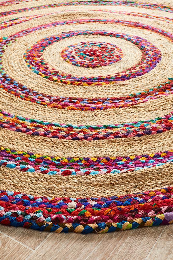 April Target Cotton and Jute Rug Round - Floorsome - Natural - ATR - TAR - MULT - 120x120 - Natural