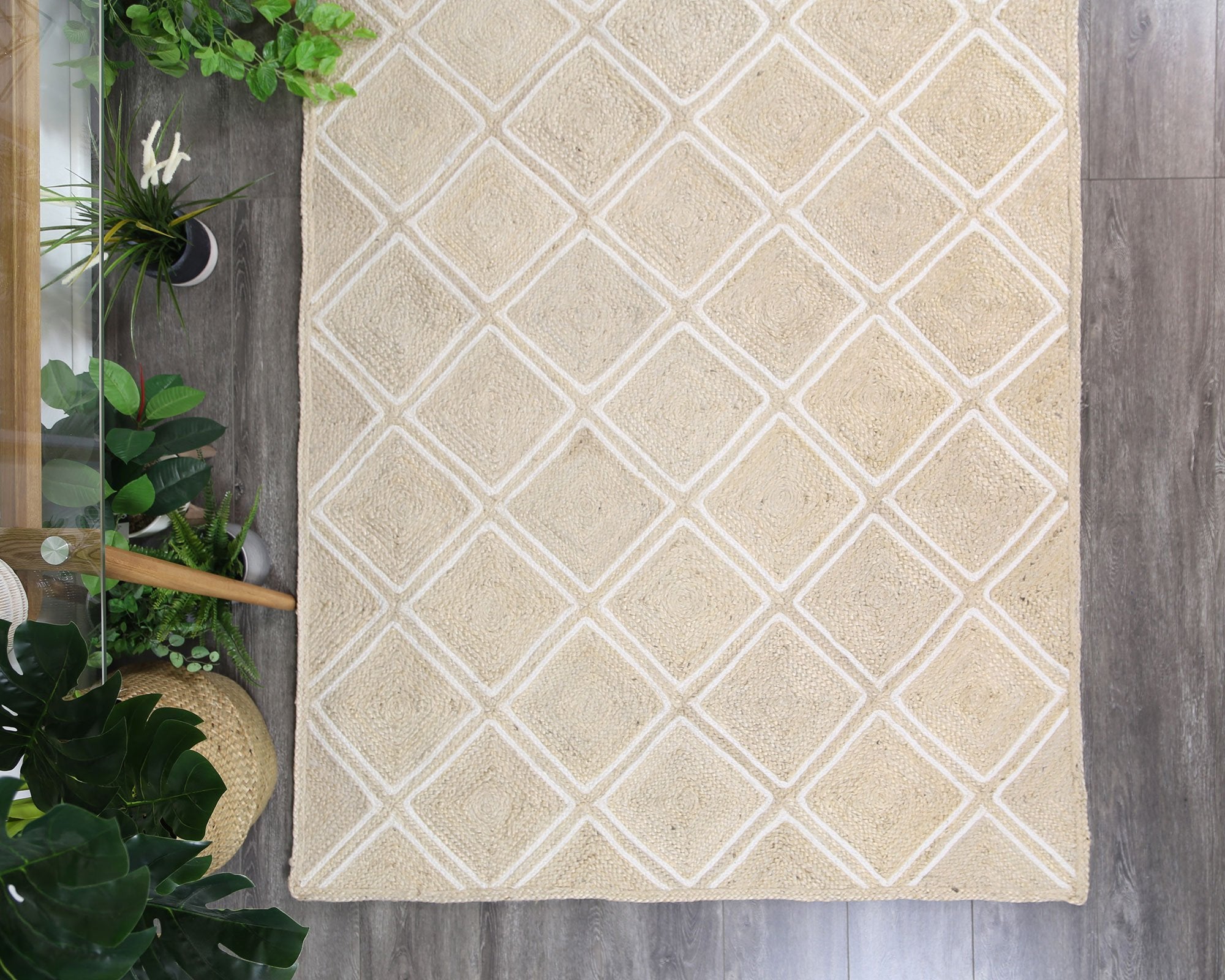 Artisan Beige Natural Parquetry Rug - Floorsome - Flatweave - ARTI190PARQPEAR - Flatweave