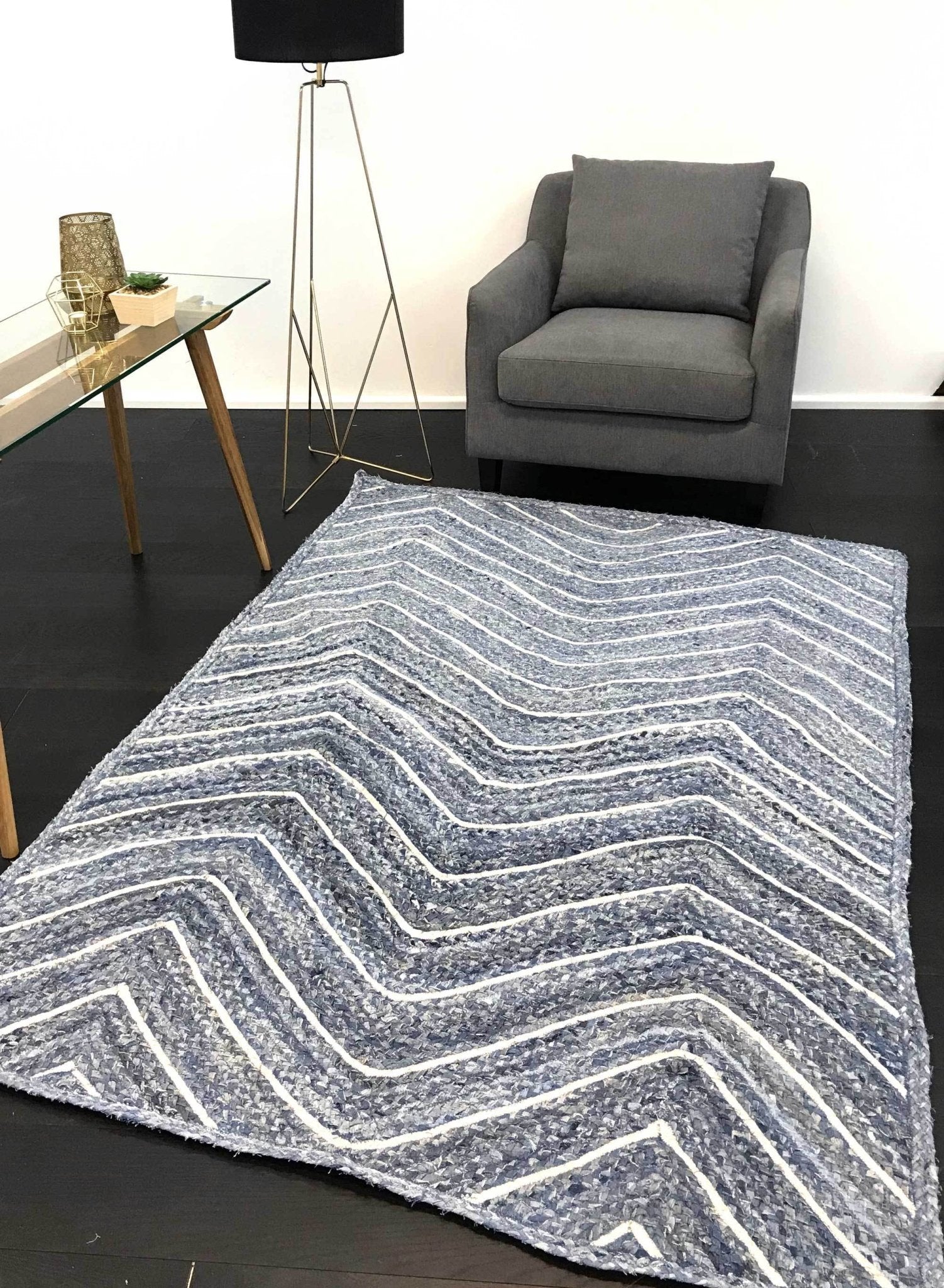 Artisan Blue Natural Chevron Rug - Floorsome - Flatweave - ARTI150CHEVDENI - Flatweave