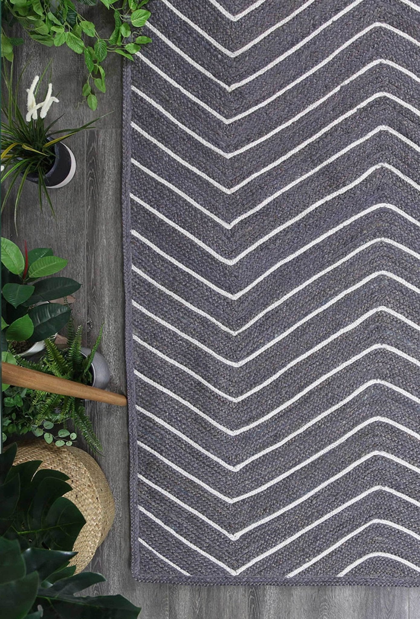 Artisan Grey Natural Chevron Rug - Floorsome - Flatweave - ARTI190CHEVGREY - Flatweave