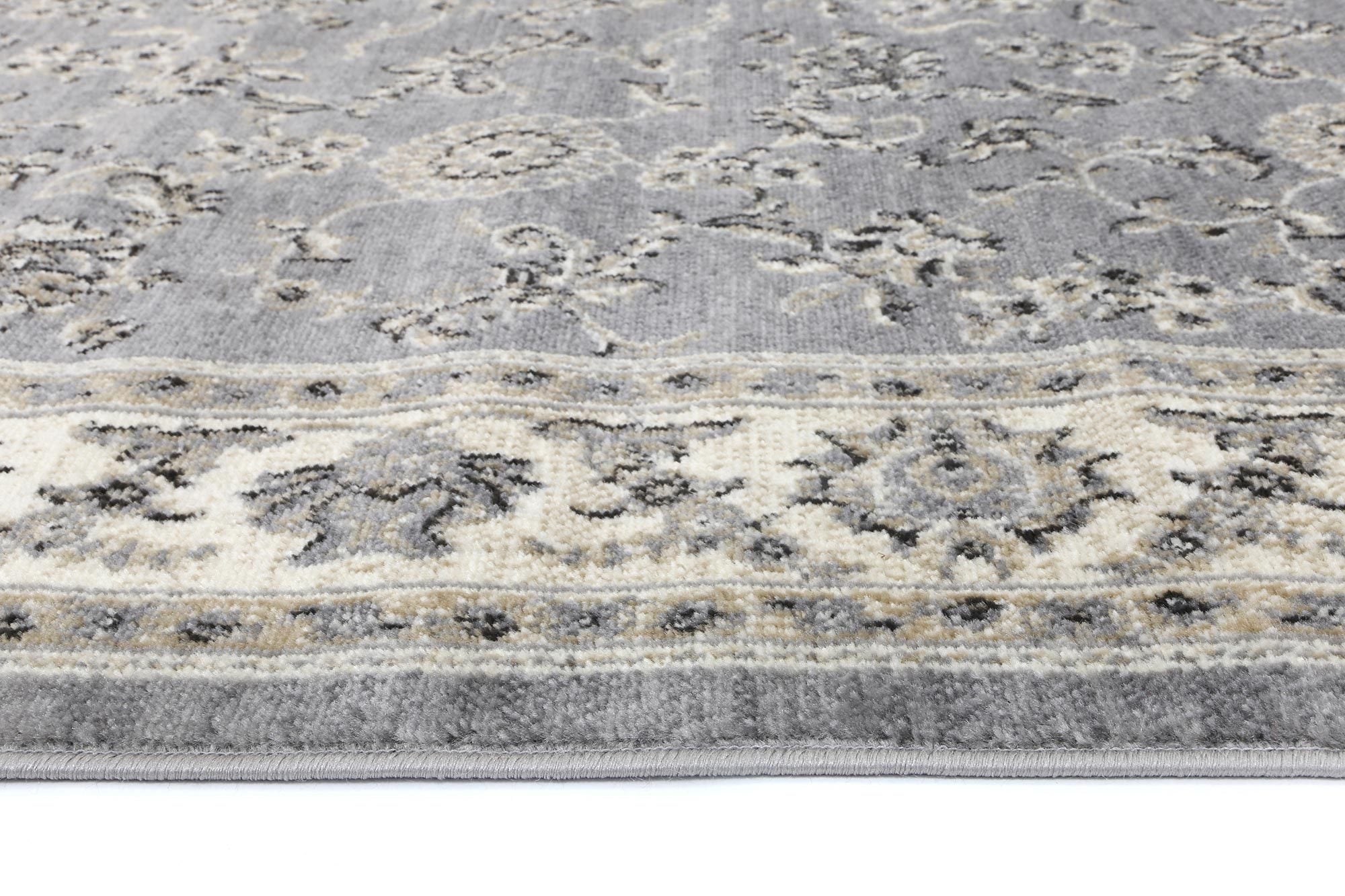 Arya Grey and Cream Traditional Border Rug - Floorsome - Traditional - ARYA1601691GREY - Traditional