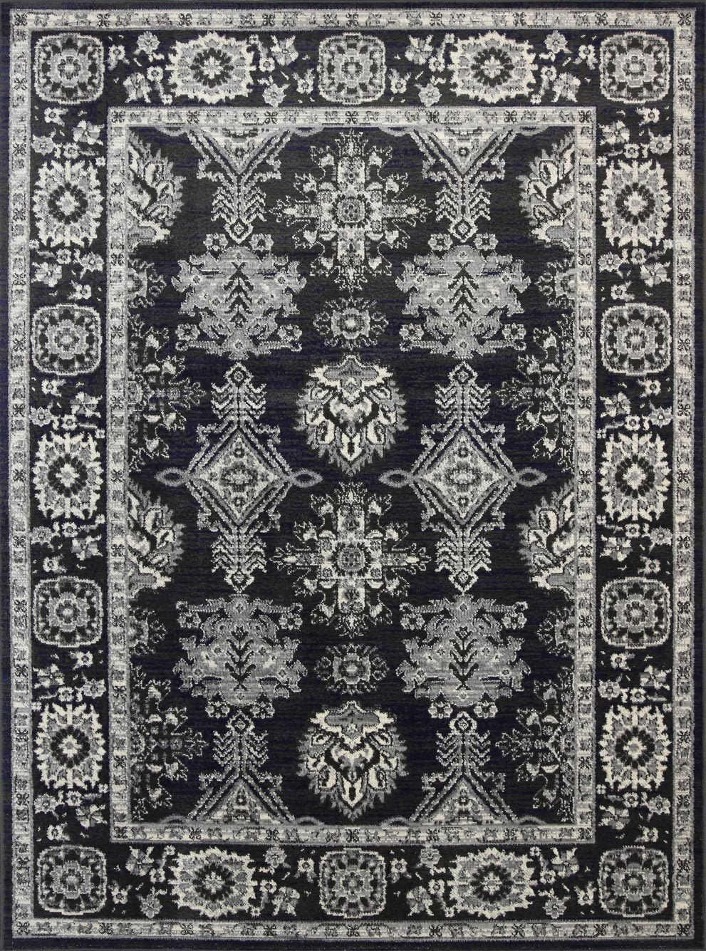 Arya Navy Blue and Grey Ziegler Traditional Ikat Rug - Floorsome - Traditional - ARYA2006890NAVY - Traditional