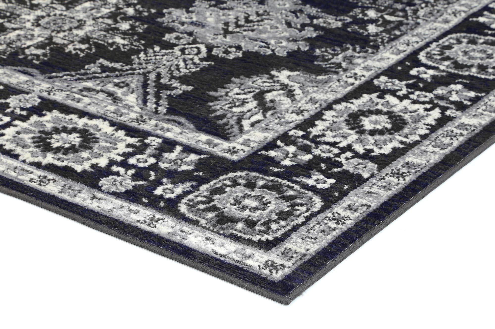 Arya Navy Blue and Grey Ziegler Traditional Ikat Rug - Floorsome - Traditional - ARYA2006890NAVY - Traditional