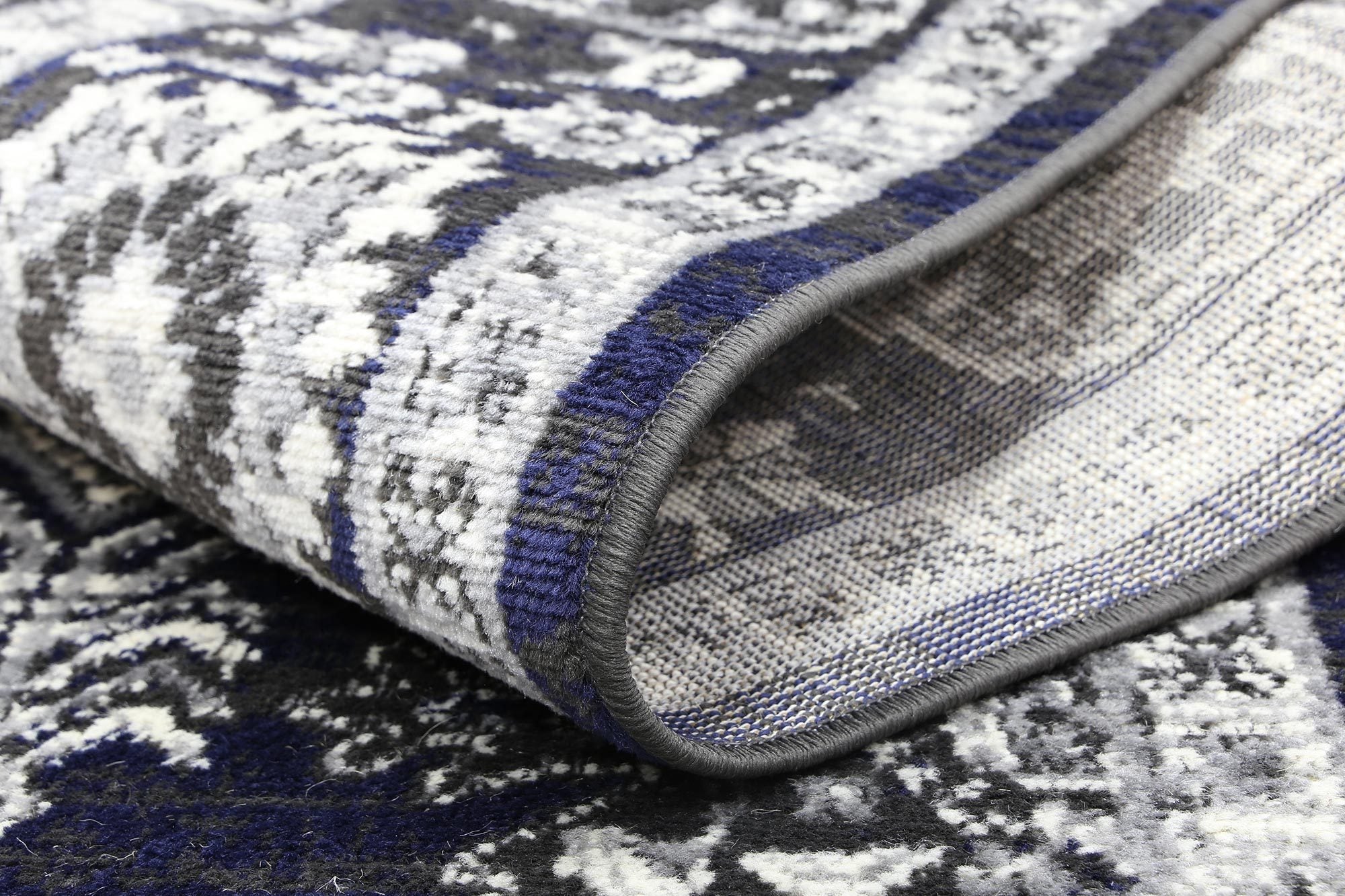 Arya Navy Blue and Grey Ziegler Traditional Ikat Rug - Floorsome - Traditional - ARYA2006890NAVY - Traditional