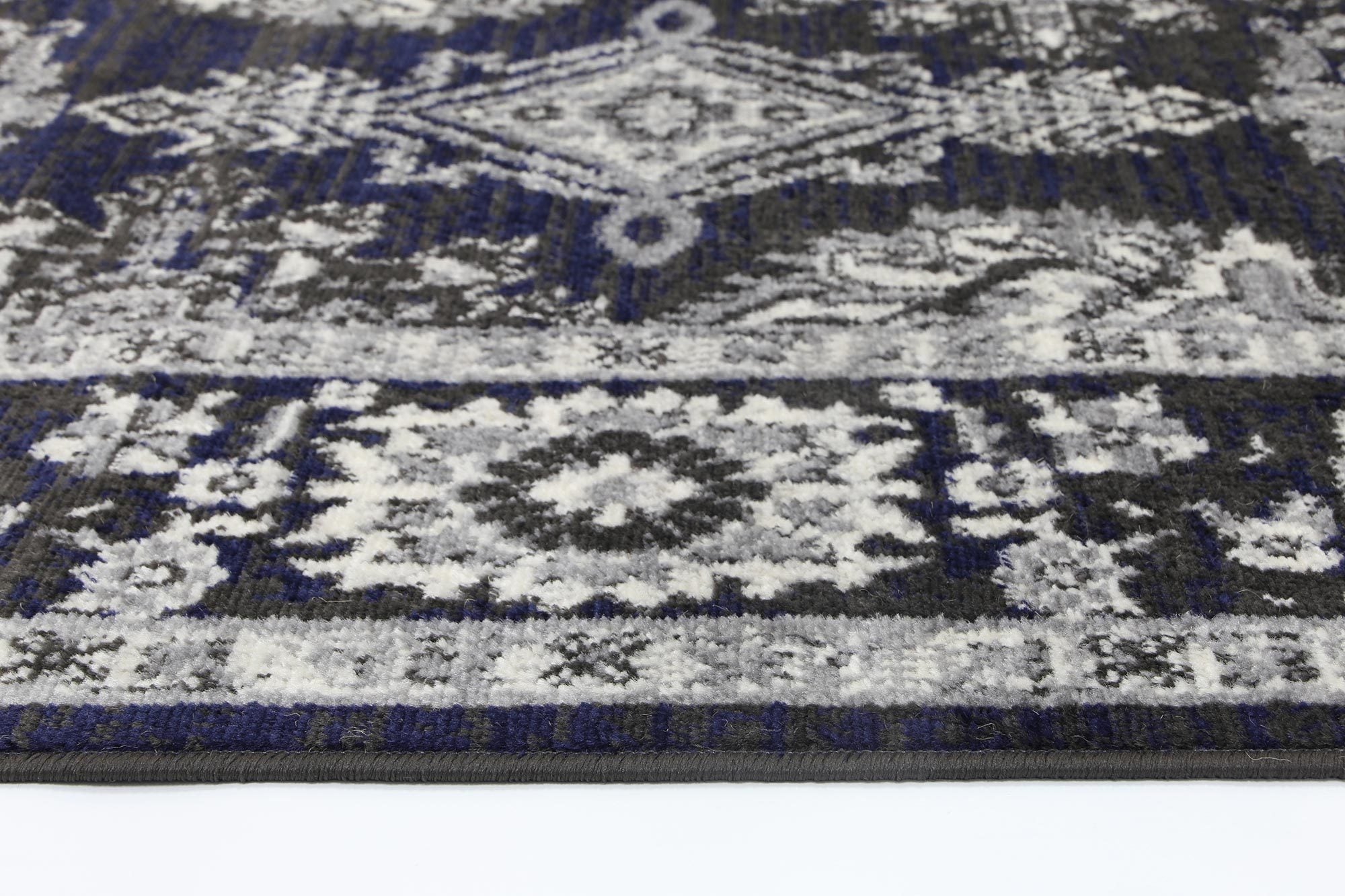 Arya Navy Blue and Grey Ziegler Traditional Ikat Rug - Floorsome - Traditional - ARYA2006890NAVY - Traditional