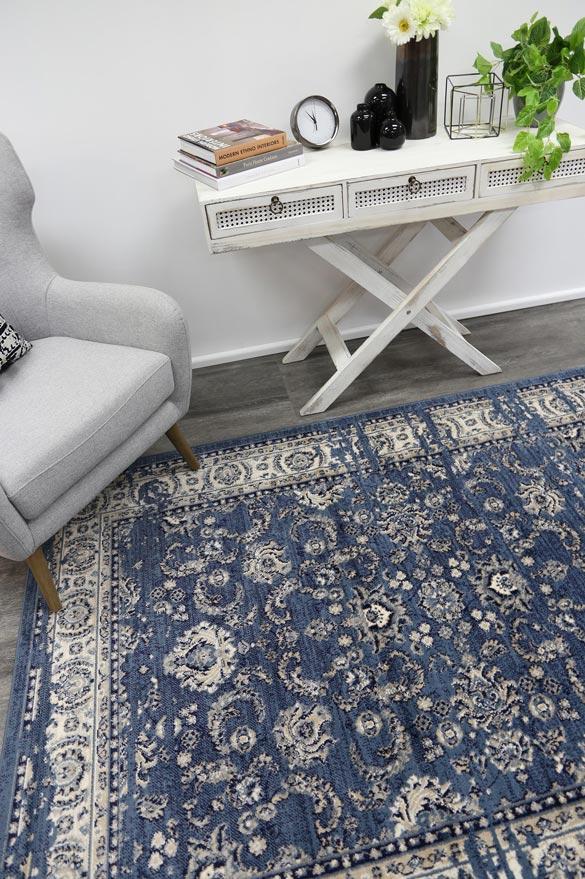 Arya Navy Blue Ziegler Distressed Traditional Ikat Rug - Floorsome - Traditional - ARYA2006408BLUE - Traditional