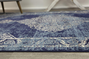 Arya Navy Distressed Contemporary Rug - Floorsome - Traditional
