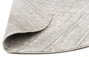 Ashley Abstract Modern Silver Grey Round Rug - Floorsome - Modern