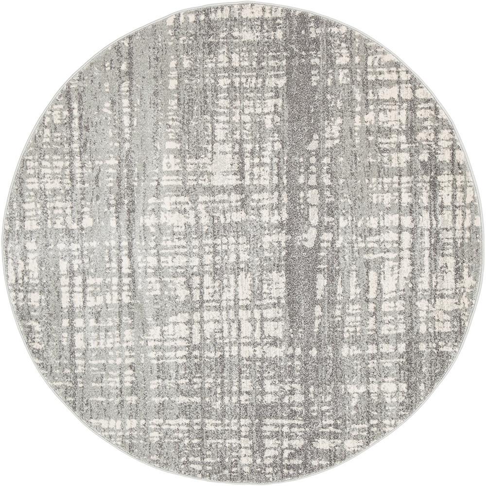 Ashley Abstract Modern Silver Grey Round Rug - Floorsome - Modern - MIR - 354 - SIL - 150X150 - Modern