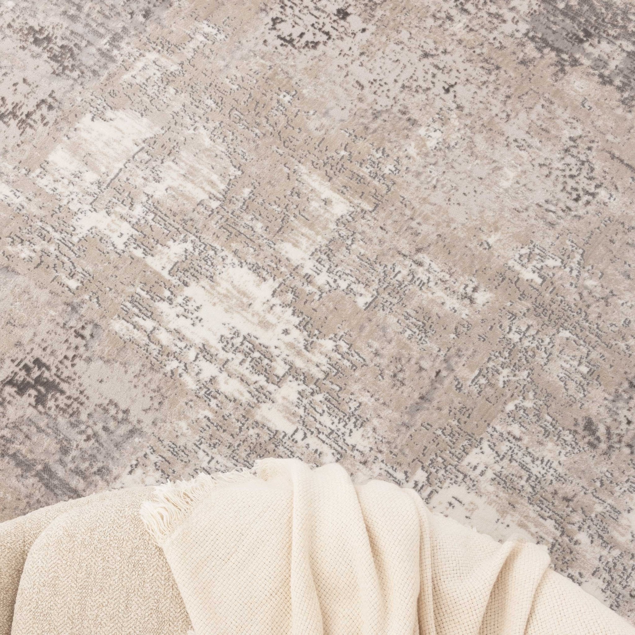 Atina Distressed Abstract Beige Grey Rug - Floorsome - Area Rug - ATIN160AT01 - Area Rug