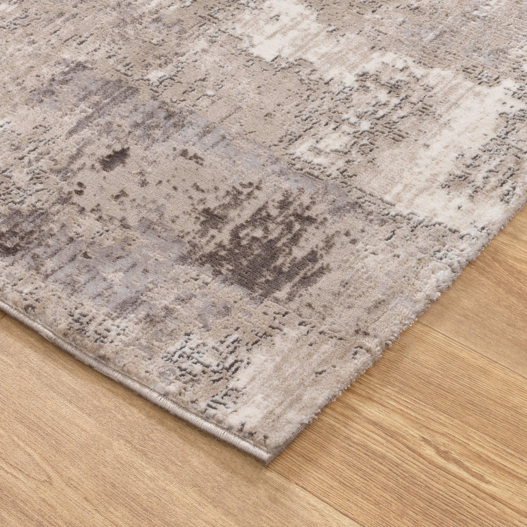 Atina Distressed Abstract Beige Grey Rug - Floorsome - Area Rug - ATIN160AT01 - Area Rug