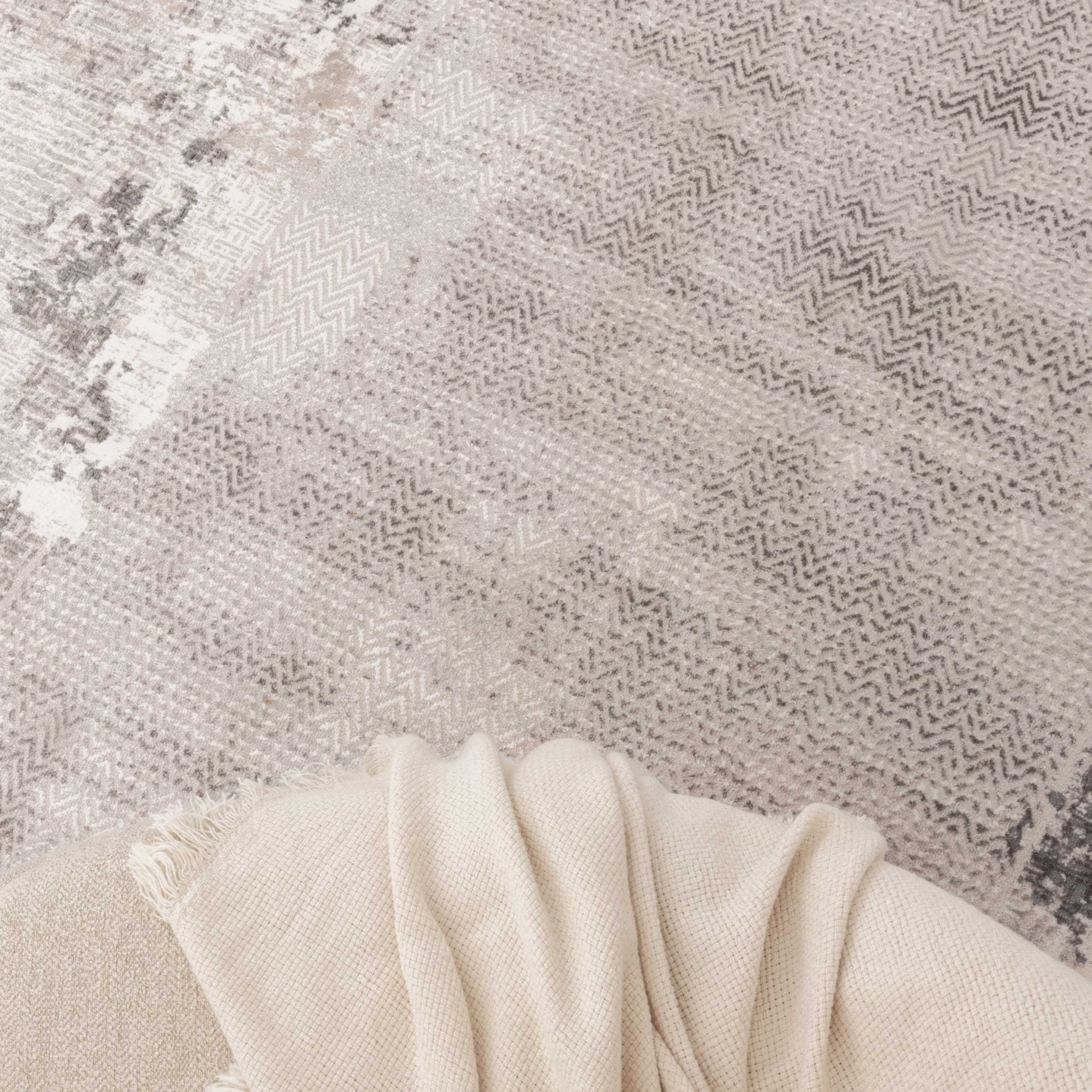 Atina Distressed Border Beige Grey Rug - Floorsome - Area Rug - ATIN160AT04 - Area Rug