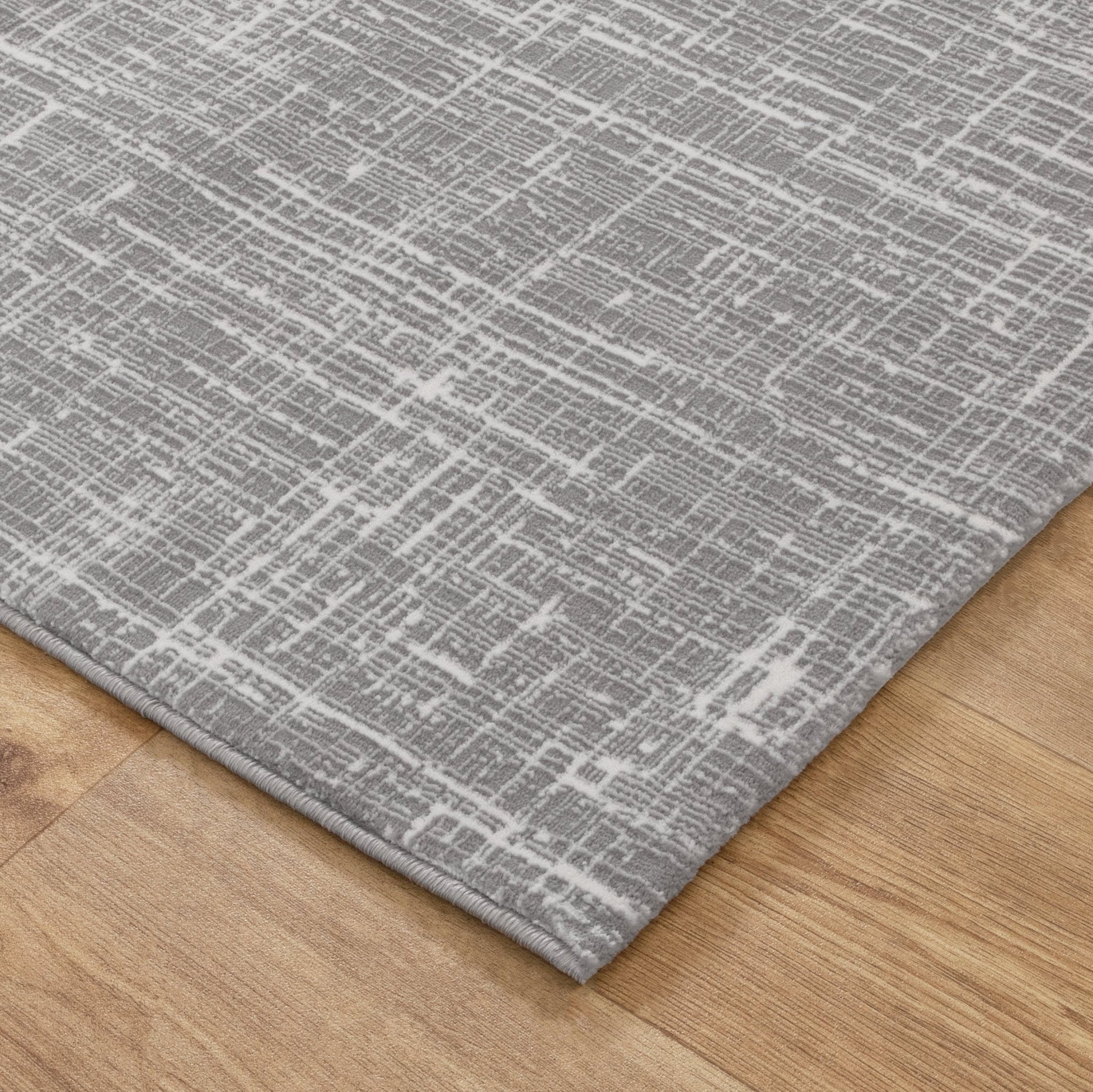 Atina Distressed Geo Lines Grey Rug - Floorsome - Area Rug - ATIN160AT02 - Area Rug