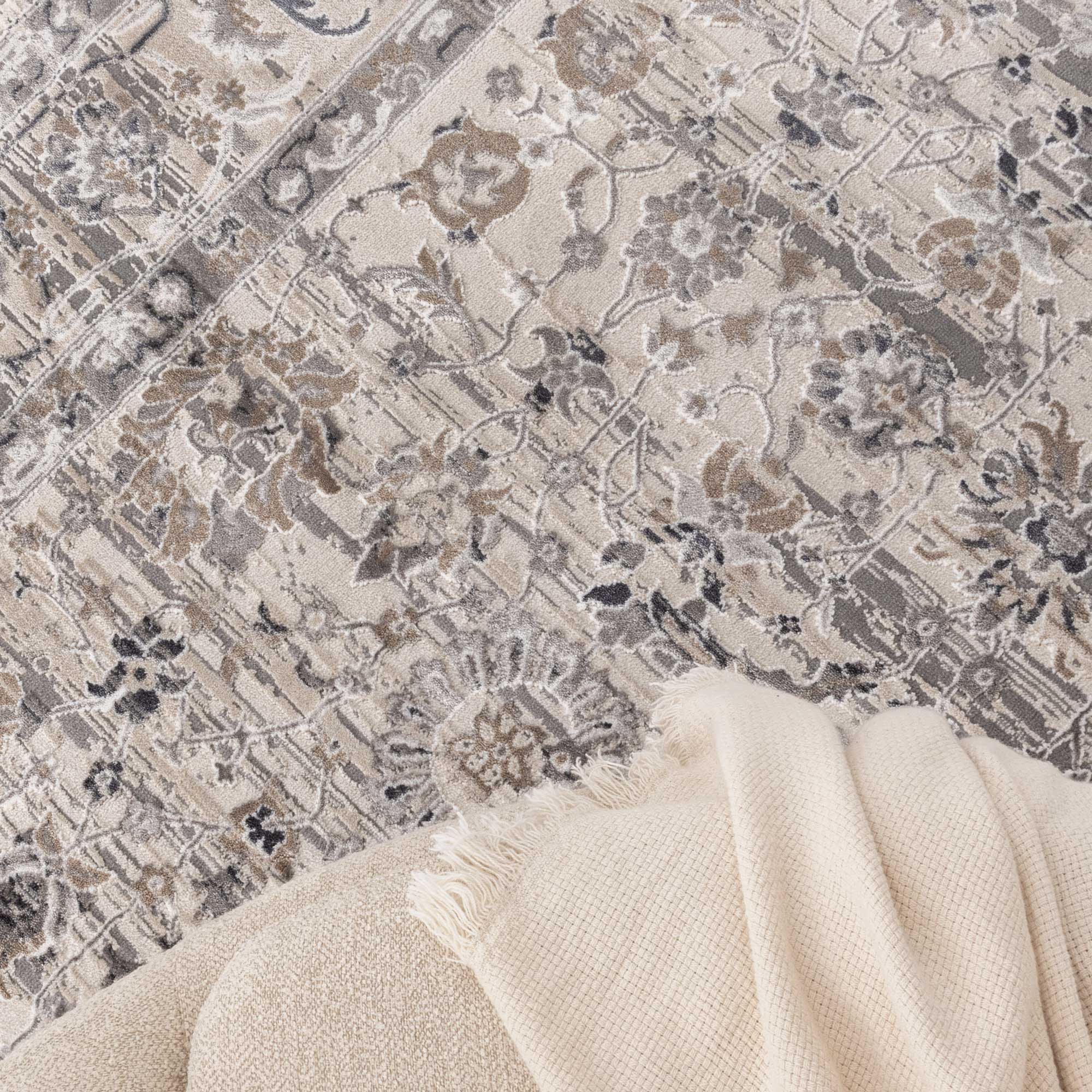 Atina Distressed Transitional Beige Grey Rug - Floorsome - Area Rug - ATIN160AT05 - Area Rug