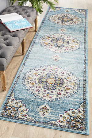 Babil Akkad Bohemian Blue Runner Rug - Floorsome - MODERN
