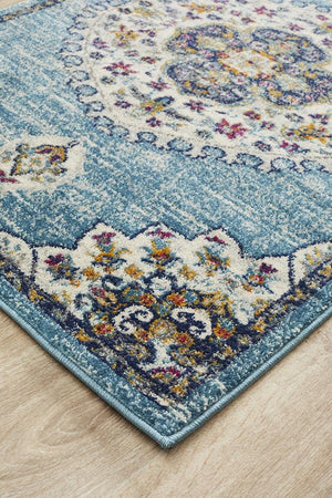 Babil Akkad Bohemian Blue Runner Rug - Floorsome - MODERN