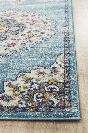 Babil Akkad Bohemian Blue Runner Rug - Floorsome - MODERN