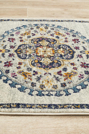 Babil Akkad Bohemian White Runner Rug - Floorsome - MODERN