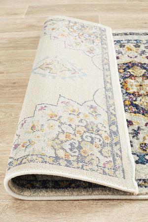 Babil Akkad Bohemian White Runner Rug - Floorsome - MODERN