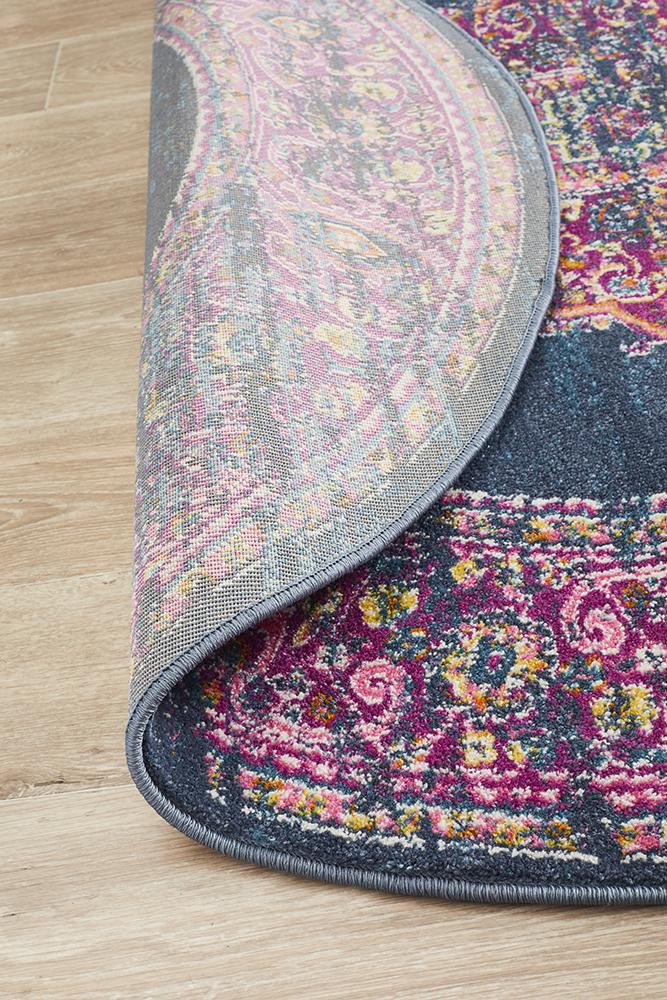 Babil Badra Bohemian Navy Round Rug - Floorsome - MODERN - BLN - 211 - NAVY - 150X150 - MODERN