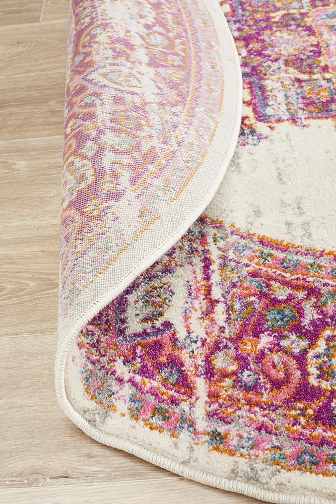 Babil Badra Bohemian Pink Round Rug - Floorsome - MODERN - BLN - 211 - PINK - 150X150 - MODERN