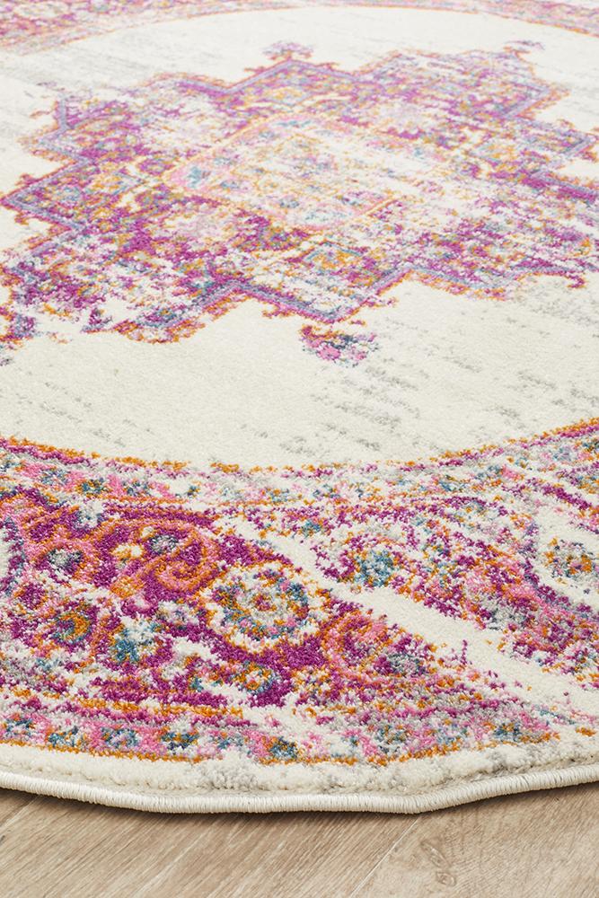 Babil Badra Bohemian Pink Round Rug - Floorsome - MODERN - BLN - 211 - PINK - 150X150 - MODERN