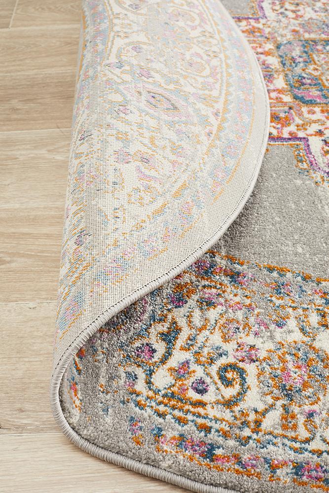 Babil Badra Bohemian Round Rug - Floorsome - MODERN - BLN - 211 - GREY - 150X150 - MODERN