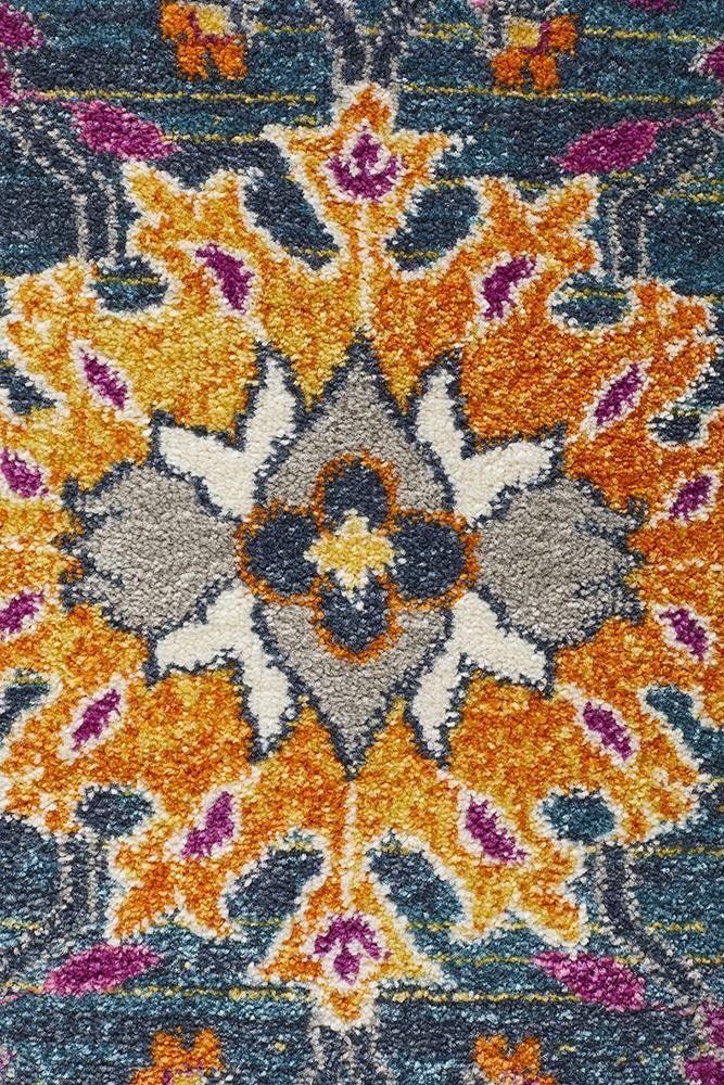 Babil Basra Bohemian Blue Round Rug - Floorsome - MODERN