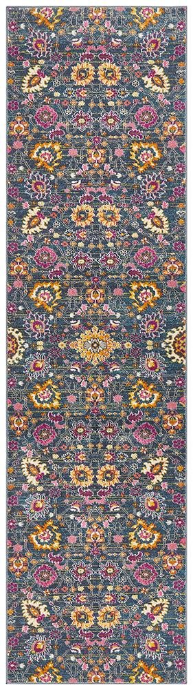 Babil Basra Bohemian Blue Runner Rug - Floorsome - MODERN